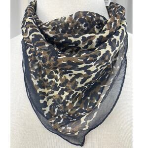 Vintage‎ ECHO Animal Leopard Print Silk Scarf (19”) Square Sheer Lightweight
